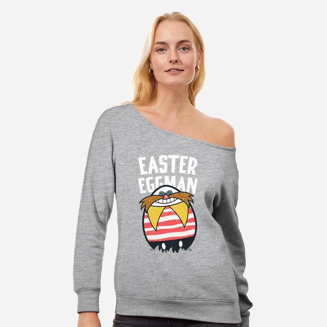 Easter Eggman-womens off shoulder sweatshirt-krisren28