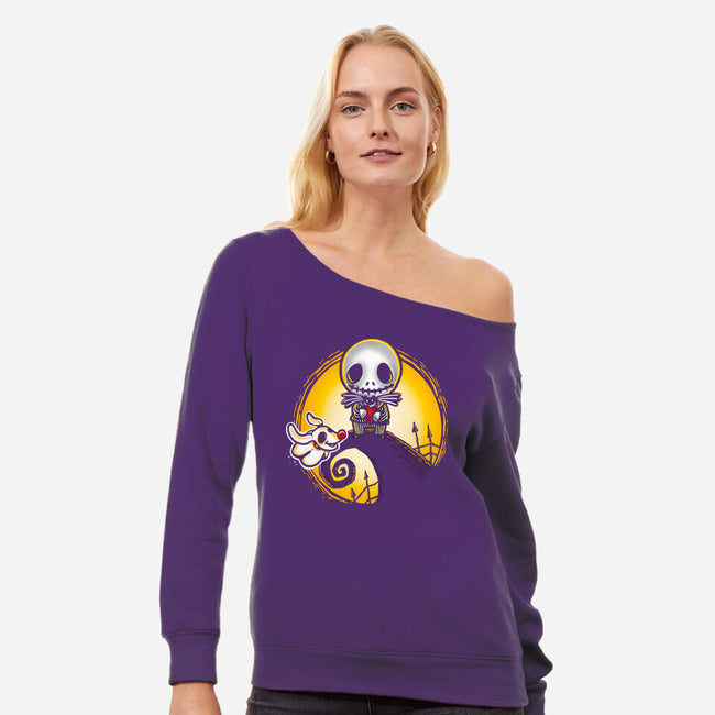 Jack Skellinglove-womens off shoulder sweatshirt-demonigote