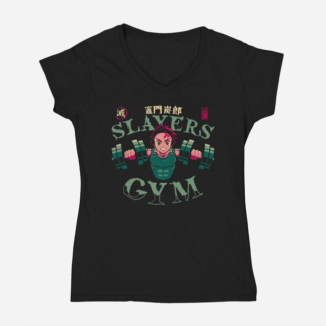 Tanjiro Slayers Gym-womens v-neck tee-teesgeex