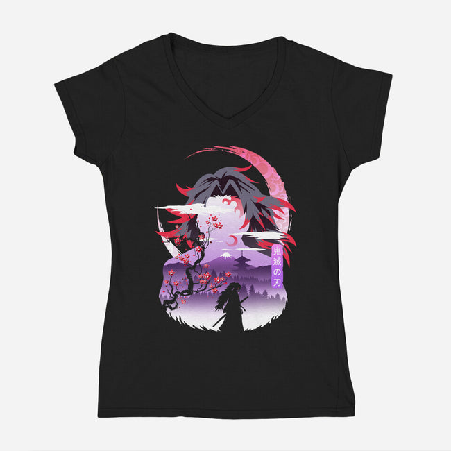 Red Moon Breathing-womens v-neck tee-marsdkart