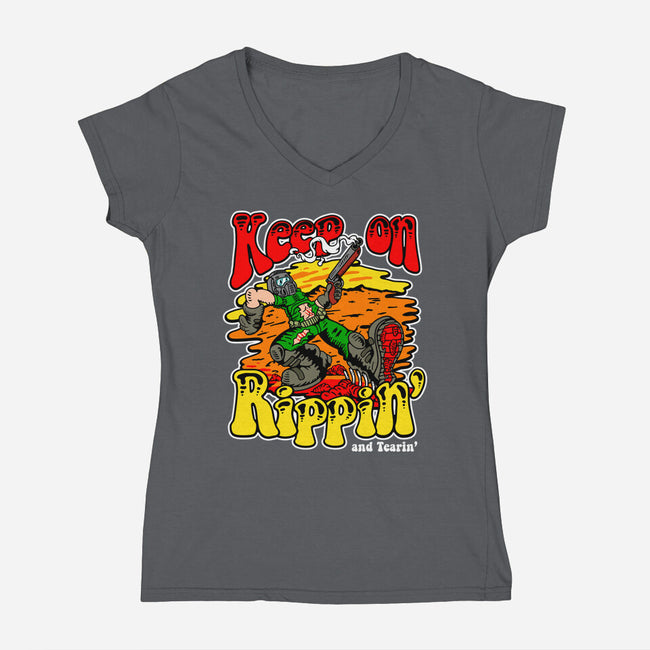 Keep On Rippin-womens v-neck tee-demonigote