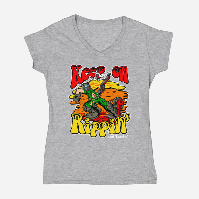 Keep On Rippin-womens v-neck tee-demonigote