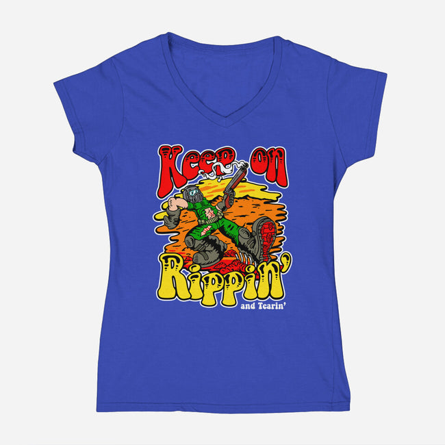 Keep On Rippin-womens v-neck tee-demonigote
