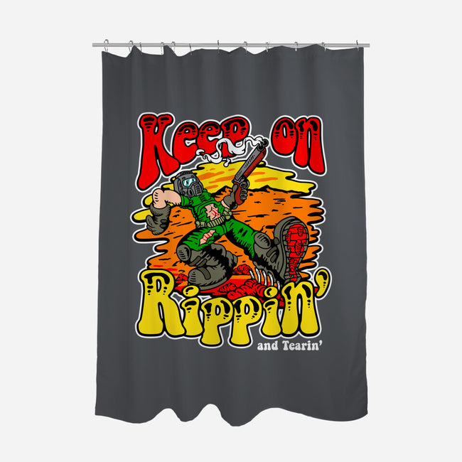 Keep On Rippin-none polyester shower curtain-demonigote