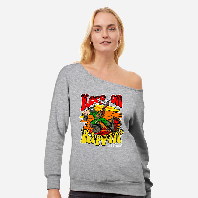 Keep On Rippin-womens off shoulder sweatshirt-demonigote