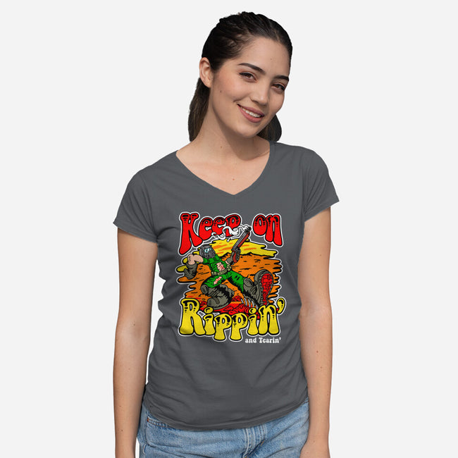 Keep On Rippin-womens v-neck tee-demonigote