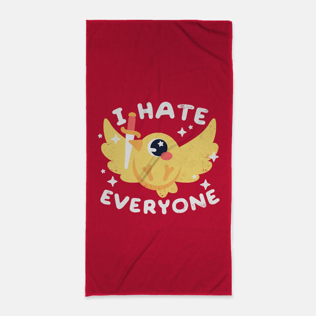 Bird I Hate Everyone-none beach towel-NemiMakeit
