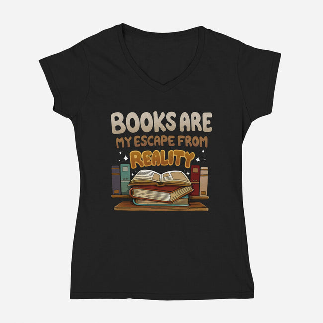 Books Escape-womens v-neck tee-Vallina84