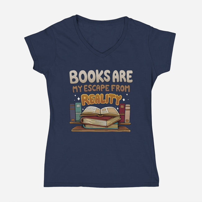 Books Escape-womens v-neck tee-Vallina84