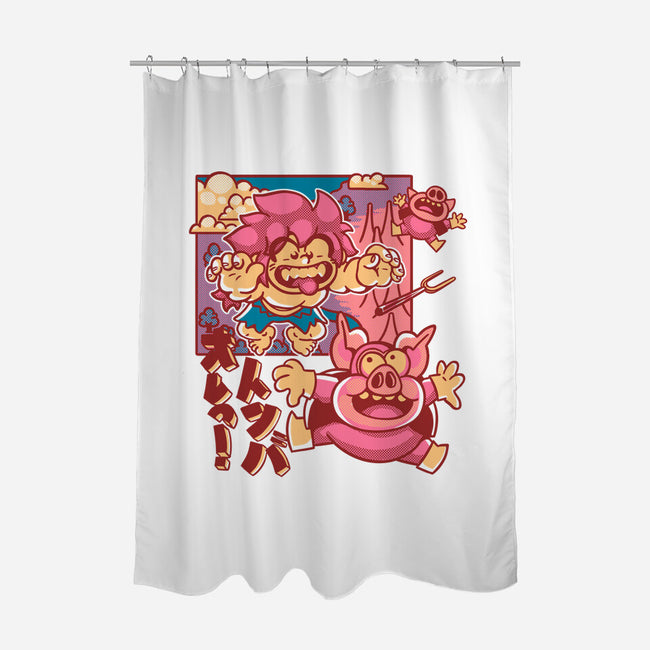 Defeating Pigs-none polyester shower curtain-estudiofitas