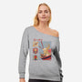 How To Eat Ramen-womens off shoulder sweatshirt-vp021