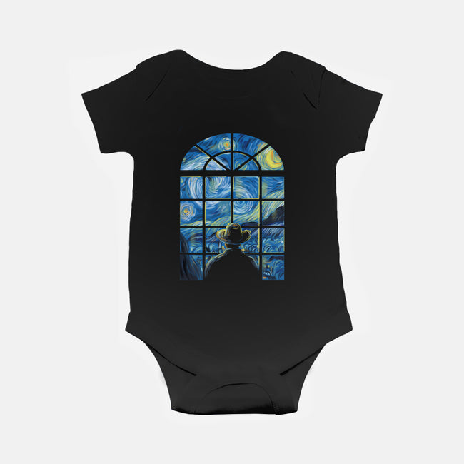 Window In The Starry Night-baby basic onesie-fanfabio