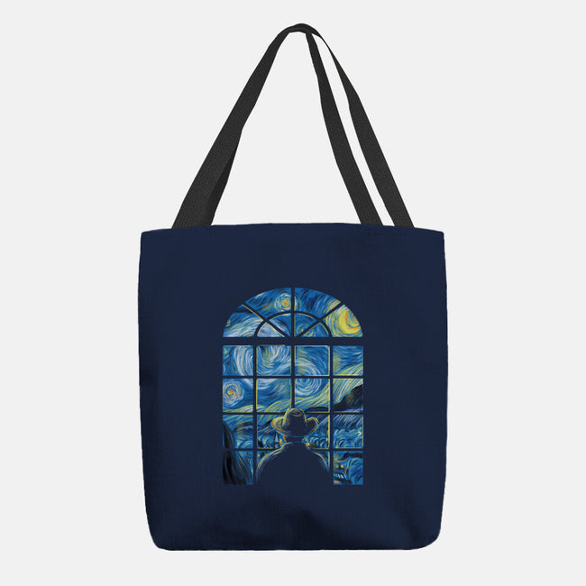 Window In The Starry Night-none basic tote bag-fanfabio