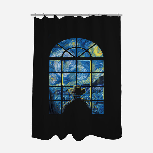 Window In The Starry Night-none polyester shower curtain-fanfabio