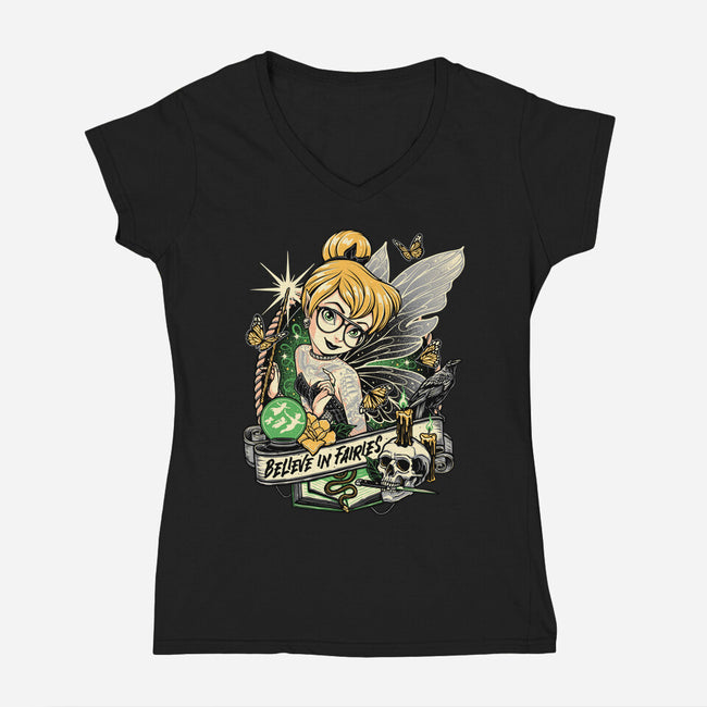 Believe In Fairies-womens v-neck tee-momma_gorilla
