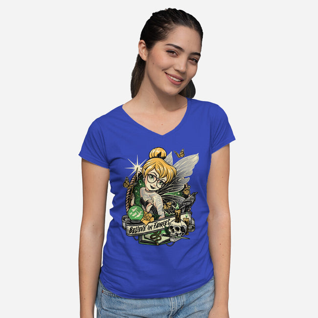 Believe In Fairies-womens v-neck tee-momma_gorilla