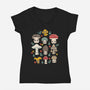 Kawaii Fungi Pattern-womens v-neck tee-Weird & Punderful