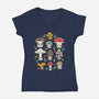 Kawaii Fungi Pattern-womens v-neck tee-Weird & Punderful