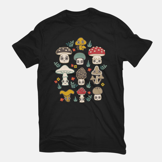 Kawaii Fungi Pattern-womens fitted tee-Weird & Punderful
