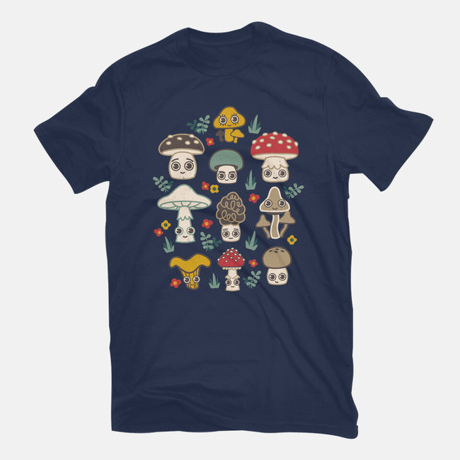 Kawaii Fungi Pattern-womens fitted tee-Weird & Punderful