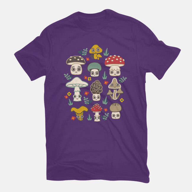 Kawaii Fungi Pattern-womens fitted tee-Weird & Punderful