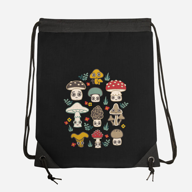 Kawaii Fungi Pattern-none drawstring bag-Weird & Punderful