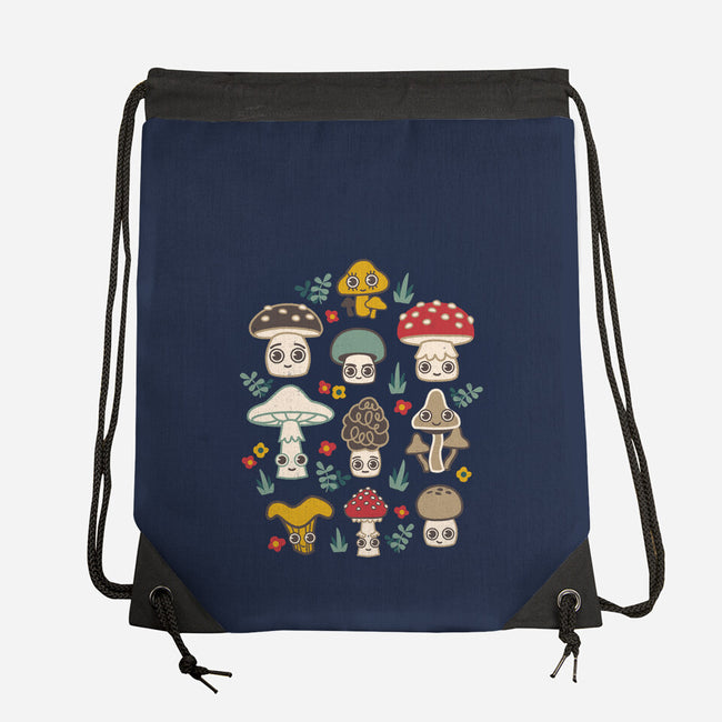 Kawaii Fungi Pattern-none drawstring bag-Weird & Punderful