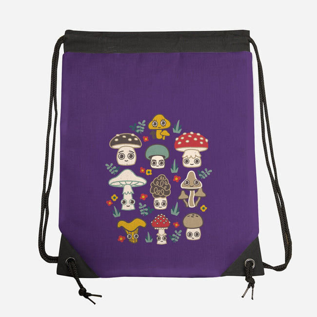 Kawaii Fungi Pattern-none drawstring bag-Weird & Punderful