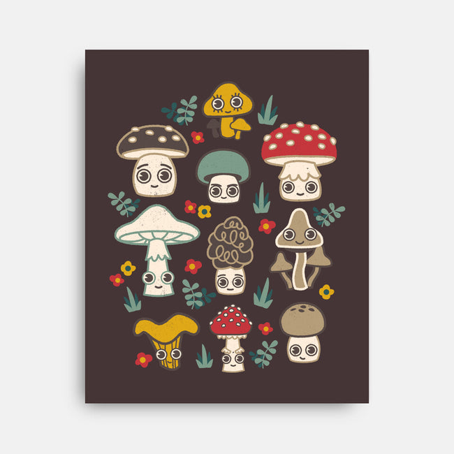 Kawaii Fungi Pattern-none stretched canvas-Weird & Punderful