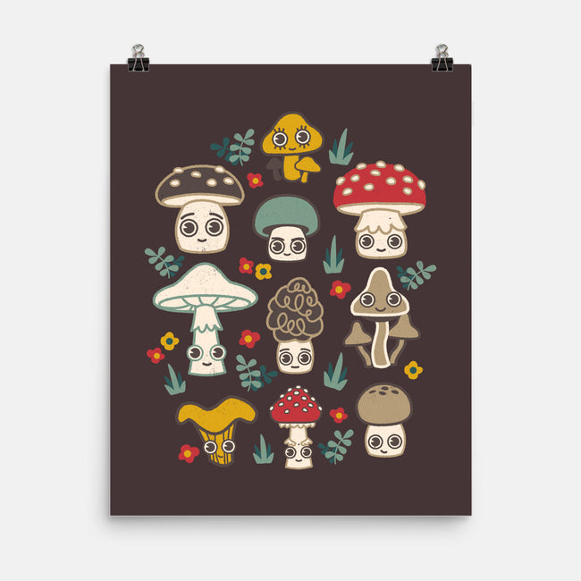 Kawaii Fungi Pattern-none matte poster-Weird & Punderful