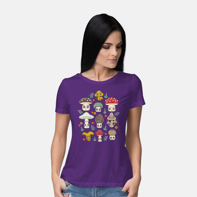 Kawaii Fungi Pattern-womens basic tee-Weird & Punderful
