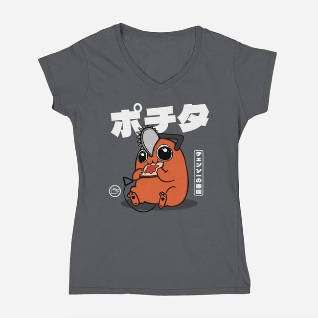 Chainsaw Devil Kawaii-womens v-neck tee-Melonseta