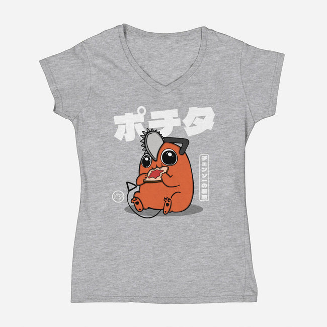 Chainsaw Devil Kawaii-womens v-neck tee-Melonseta