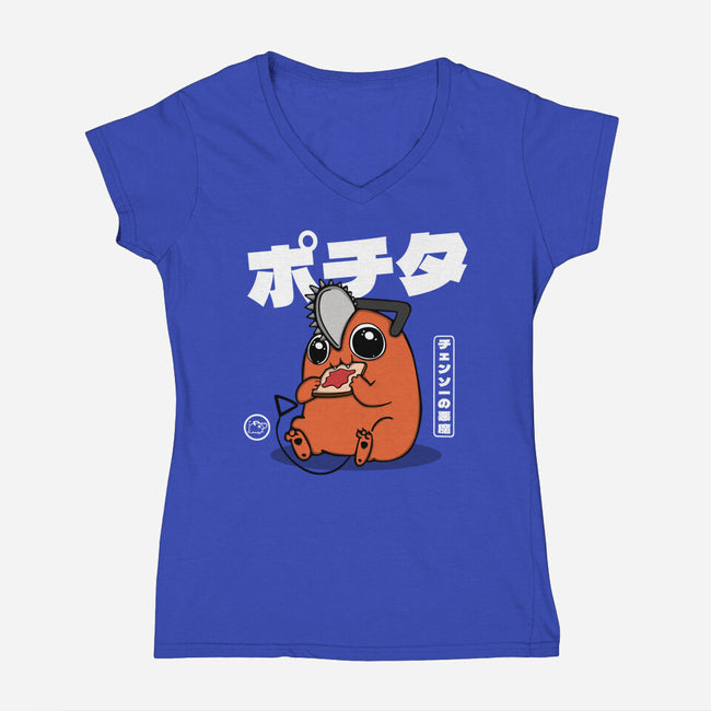 Chainsaw Devil Kawaii-womens v-neck tee-Melonseta