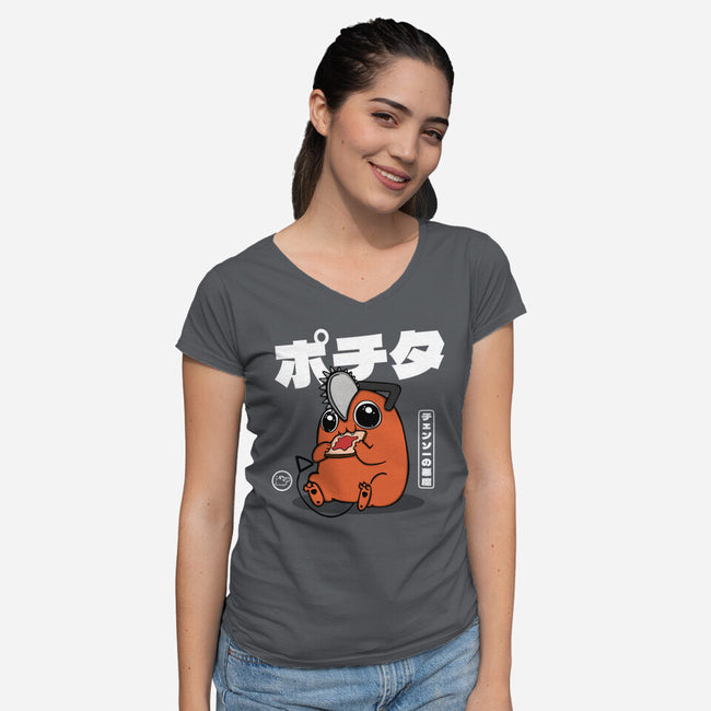 Chainsaw Devil Kawaii-womens v-neck tee-Melonseta