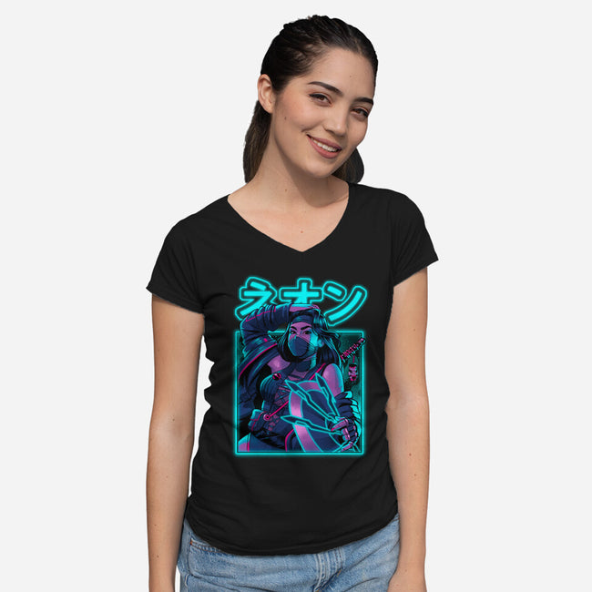 Mortal Neon-womens v-neck tee-Bruno Mota