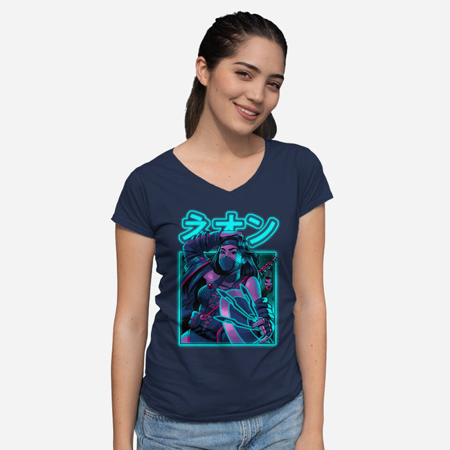 Mortal Neon-womens v-neck tee-Bruno Mota