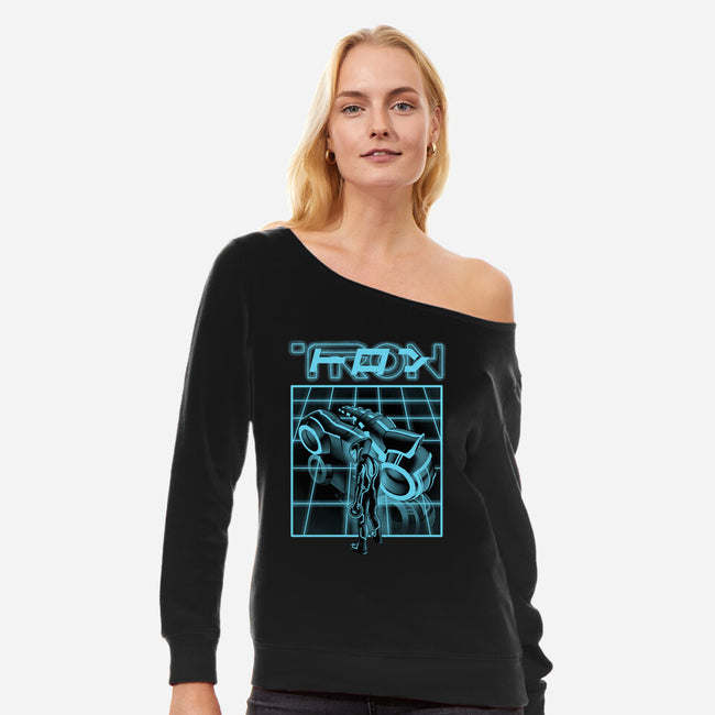 Enter The Grid-womens off shoulder sweatshirt-Studio Mootant