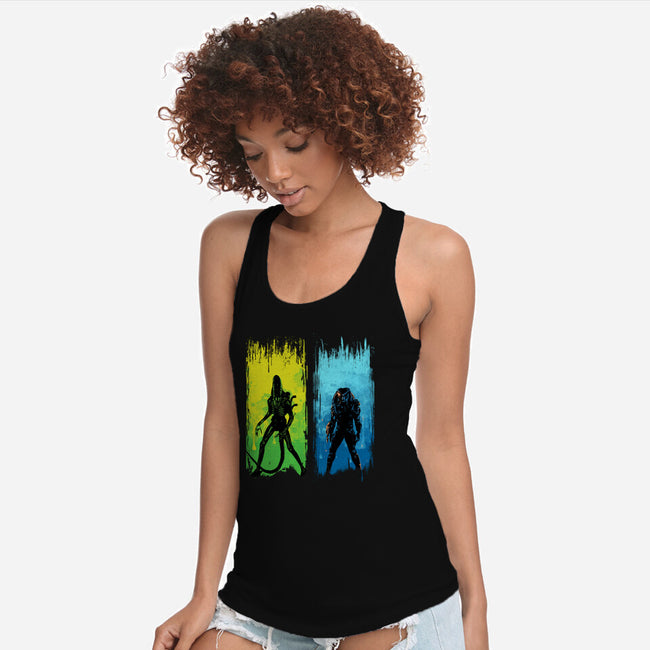 Xenomorph Vs Yautja-womens racerback tank-IKILO