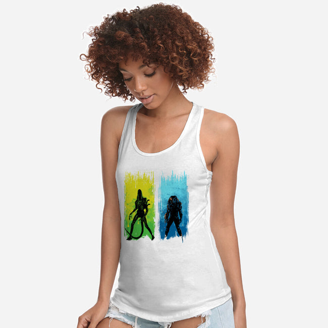Xenomorph Vs Yautja-womens racerback tank-IKILO