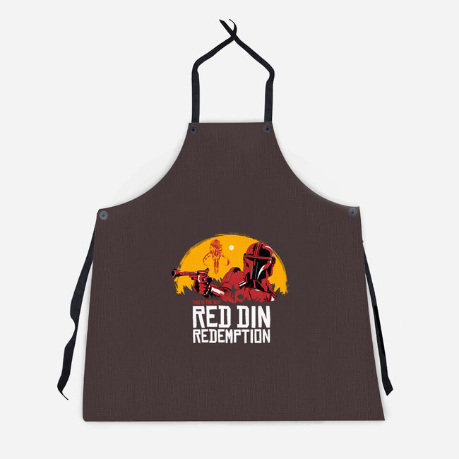 Red Din Redemption-unisex kitchen apron-rocketman_art