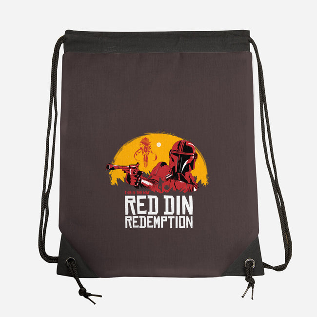 Red Din Redemption-none drawstring bag-rocketman_art