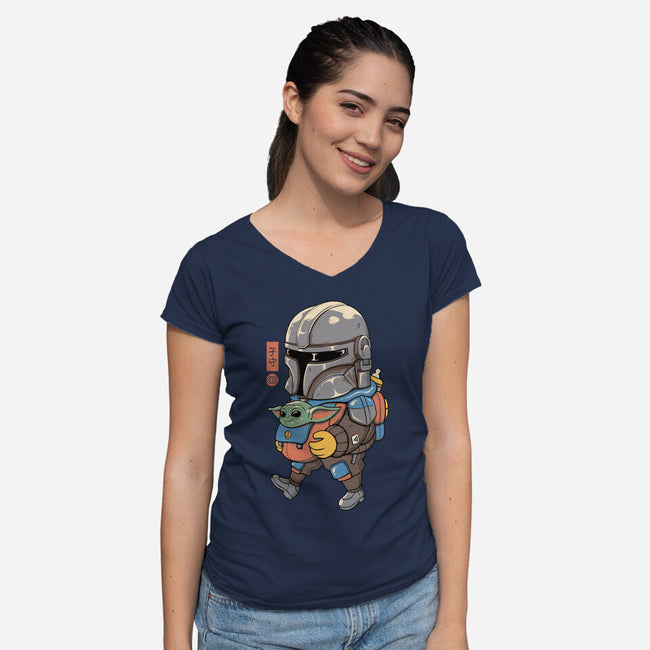 Galactic Baby Sitter-womens v-neck tee-vp021