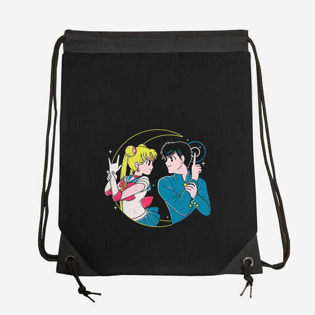 Retro Anime Battle-none drawstring bag-Eoli Studio