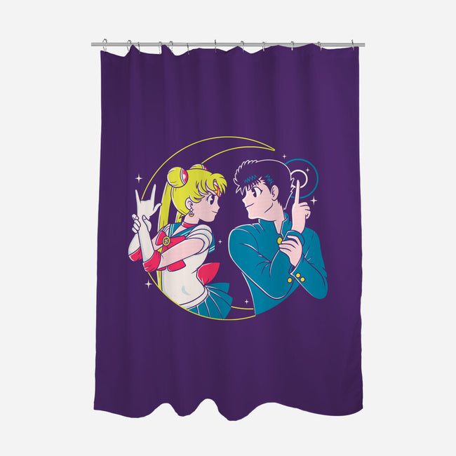 Retro Anime Battle-none polyester shower curtain-Eoli Studio