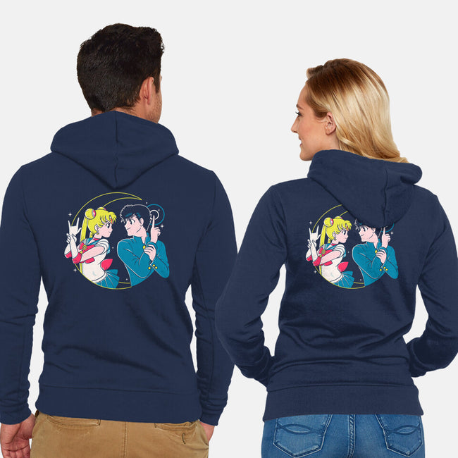 Retro Anime Battle-unisex zip-up sweatshirt-Eoli Studio