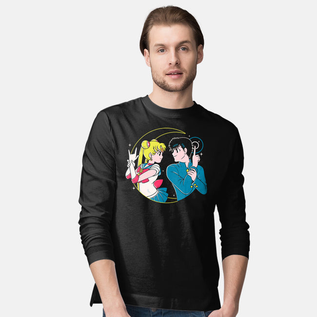 Retro Anime Battle-mens long sleeved tee-Eoli Studio