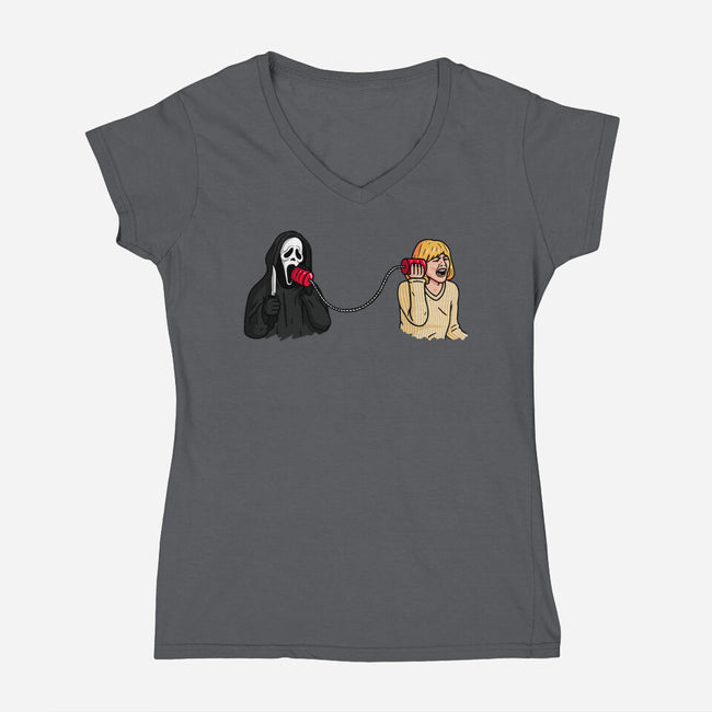 Scary Call-womens v-neck tee-Raffiti