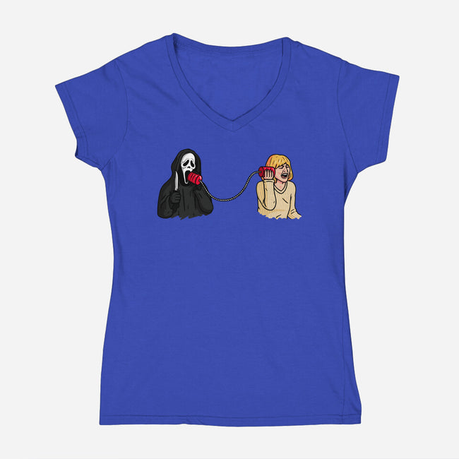 Scary Call-womens v-neck tee-Raffiti