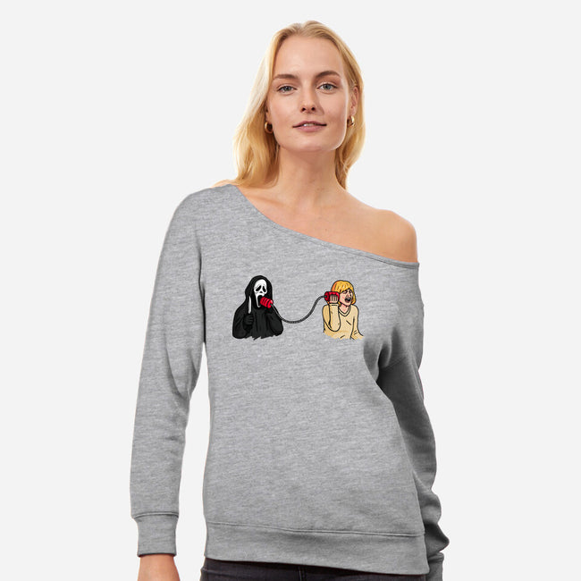 Scary Call-womens off shoulder sweatshirt-Raffiti